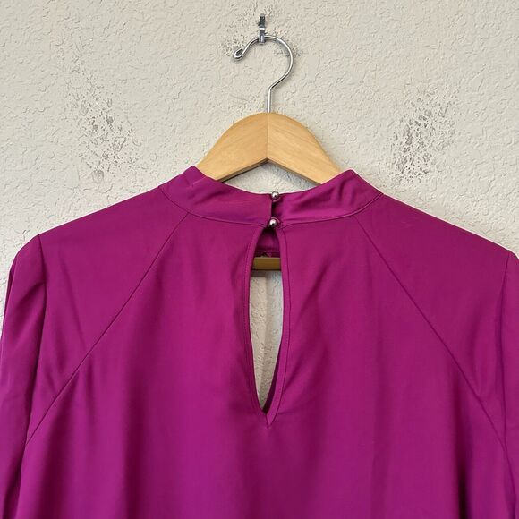 NWT PARKER Ciani Cascading Ruffle L/S Blouse Keyhole in Deep Plum - Picture 9 of 15